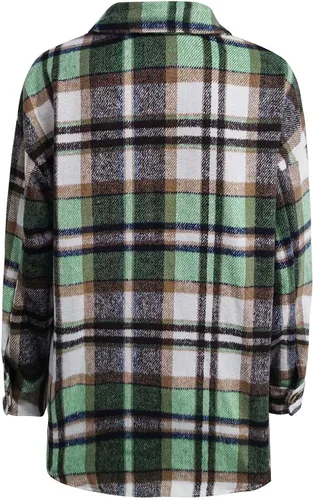 Vista 4 de Vifucz Chaquetas con botones para mujer, camisetas de manga larga con estampado a cuadros, abrigos de vacaciones de moda
