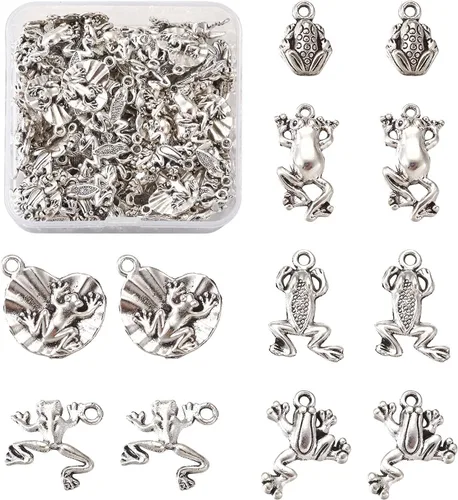 Vista 20 de Craftdady Colgantes de aleación de plata antigua estilo tibetano, bonitos dijes colgantes de metal, colgantes de animales vintage, dijes colgantes