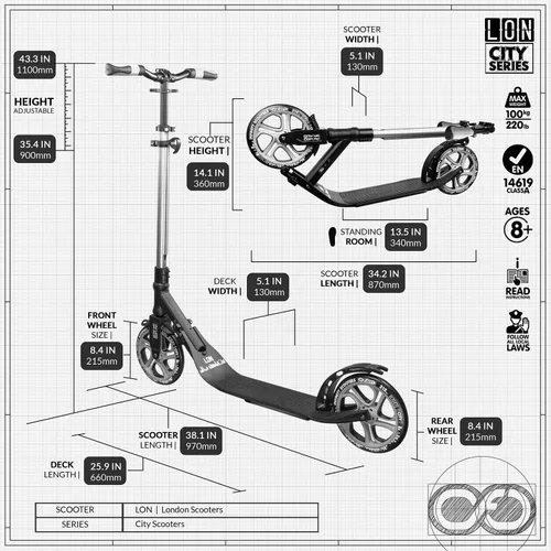 Vista 7 de Crazy Skates Patinete plegable para adultos, adolescentes y niños con correa de transporte - Plegable rápido, manubrio ajustable y ligero