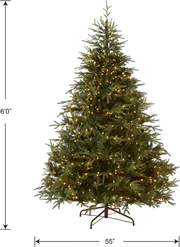 Vista 6 de National Tree Company, Árbol de Navidad artificial Fraser Grande de 6 pies con luces LED preiluminadas, 800 luces LED, 2,019 puntas, pedal de pie