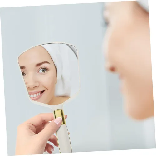 Vista 6 de Espejo de maquillaje de alta definición con mango de espejo a granel para niñas y mujeres