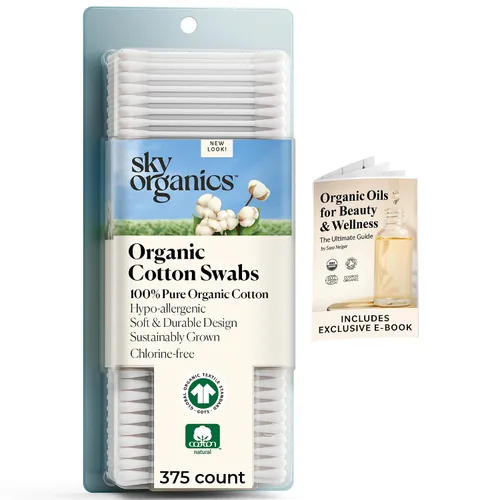 Vista 8 de Sky Organics - Hisopos de algodón orgánico para bebés, 60 unidades - Consejos ultra suaves seguros para bebés - Fuerte y duradero - Hipoalergénico