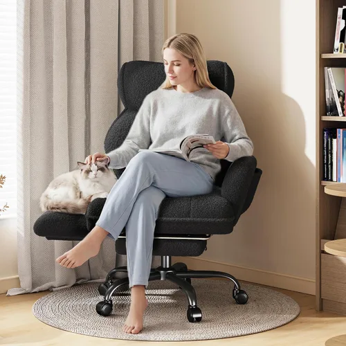 Vista 7 de DurayLoly Silla de oficina grande y alta con brazos y respaldo ajustables, silla de oficina ergonómica con reposapiés y tela cómoda para oficina
