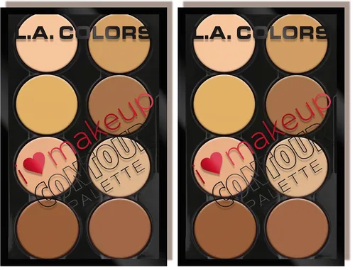 Vista 5 de L.A. Colors I Heart Makeup, paleta para contorno de maquillaje, Medio a oscuro