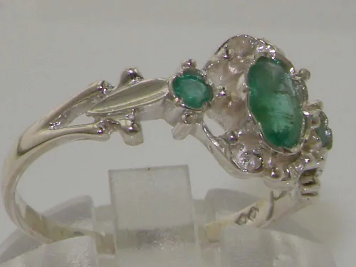 Vista 3 de Anillo de plata de ley 925 auténtica esmeralda para mujer