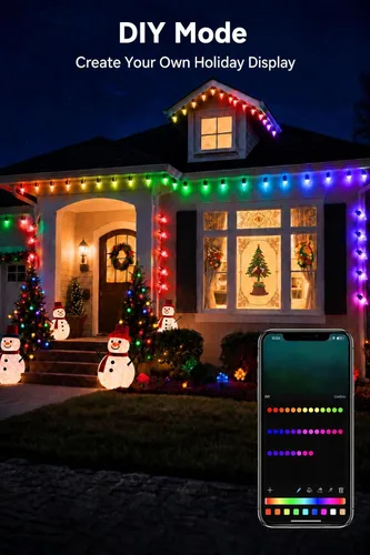 Vista 2 de Luces de Navidad inteligentes RGB C9 para exteriores de 66 pies, luces