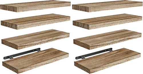 Vista 9 de AMADA HOMEFURNISHING Estantes flotantes, estantes de pared de madera de paulownia para baño/sala de estar/dormitorio/cocina/oficina en casa, estante