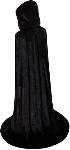 Vista 2 de Unisex Full Length Hooded Robe Cloak Long Velvet Cape Cosplay Costume