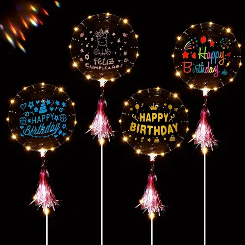 Vista 3 de Kasyat Juego de 36 calcomanías de cumpleaños, globos transparentes Bobo 12 Birthday Stickers 24 DIY Bubble Transparent Party Supplies Decoration