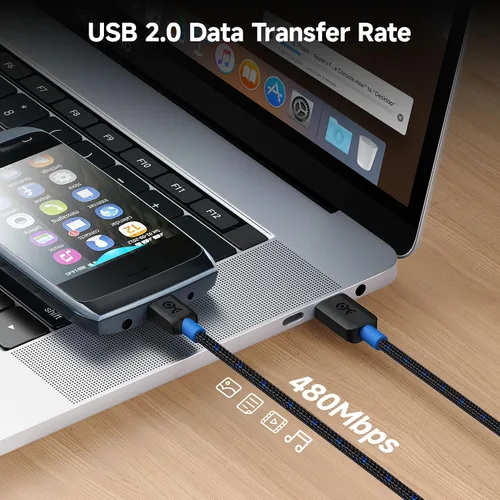 Vista 3 de Cable Matters Cable trenzado USB C a micro USB – 1 pie, [carga de 3A/15 W, datos de 480 Mbps] cable microUSB a USBC, cable Micro-B 2.0