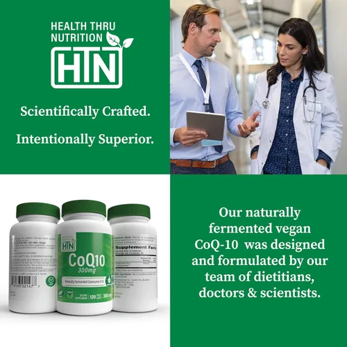 Vista 5 de Health Thru Nutrition CoQ-10 300 mg - 120 cápsulas Coenzima de ubiquinona de alta potencia Q10 Apoya la energía celular y la protección