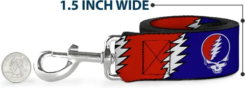 Vista 6 de BUCKLE-DOWN "robar su cara con Lightning Bolt Repeat" de PET Leash, 4 'x 1", color rojo/blanco/azul