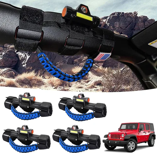 Vista 6 de GAIZON Paquete de 2 asas de agarre para Jeep Wrangler, accesorios Sahara Freedom Rubicon CJ YJ TJ JL JK LJ JLU JKU, Gladiator JT 1955-2023, Negro