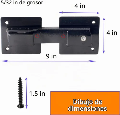 Vista 9 de Pestillo de portón abatible de 9 pulgadas con orificio para candado, pestillo de puerta de acero resistente con tornillos de montaje para valla