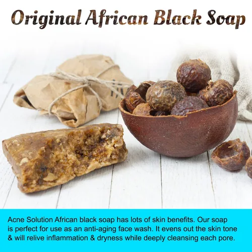 Vista 3 de It's Pure Natural Barras de jabón africanas negras con solución para el acné (paquete de 3) jabón orgánico crudo para cara y cuerpo, tratamiento