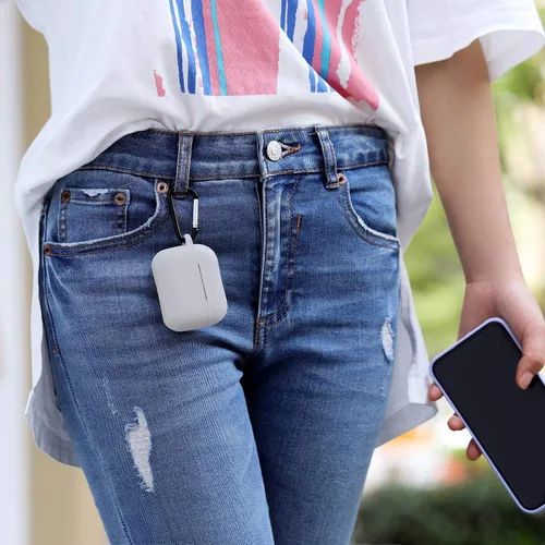 Vista 5 de Funda de silicona compatible con Apple AirPods Pro, funda protectora con mosquetón para AirPods 3 (luz de LED frontal visible)