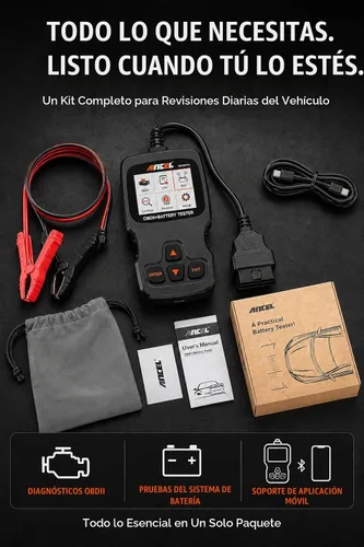 Vista 8 de Ancel AD310 Pro Bluetooth OBD2 escáner y probador de batería para Gris