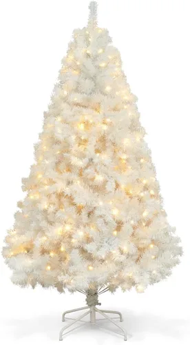 Vista 18 de Fencer Wire Árbol de Navidad artificial preiluminado de alta calidad de 6 pies con 800 puntas de ramas prearticuladas y soporte plegable, 250 luces