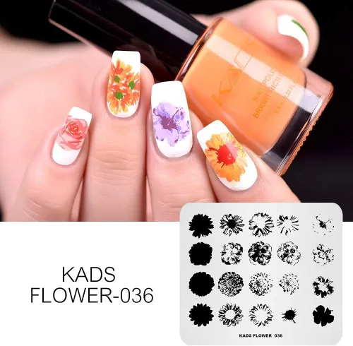 Vista 3 de KADS Juego de 5 placas de sello de uñas, placa de estampado artístico con hojas, flores, diseños de animales