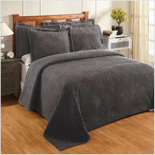 Vista 34 de Better Trends Colchas de Chenille Tamaño Individual, Azul 100% Algodón Chenille Diseño de Rayas Acolchado Cobertor Suave Liviano, 96"x110" con 1
