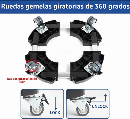 Vista 7 de W B D WEIBIDA Soporte para plantas con ruedas, resistente, base ajustable de rodillo para macetas de 15 a 21 pulgadas, organizador de macetas Negro