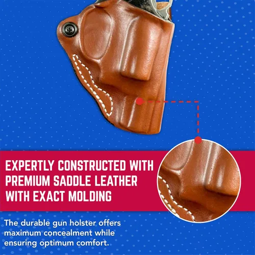 Vista 5 de DeSantis Funda de cuero OWB Mini Scabbard para pistolas y revólveres, funda de transporte abierta para hombres y mujeres, de extracción rápida