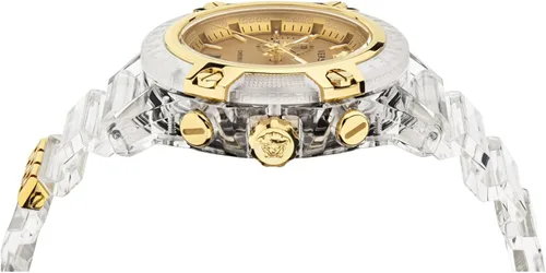 Vista 2 de Versace Reloj de moda transparente para hombre con correa de 1.732in