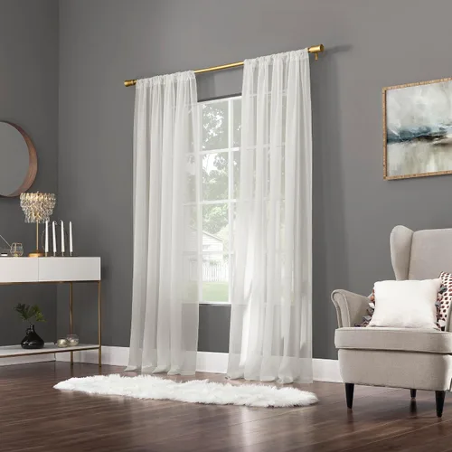 Vista 5 de No. 918 Mallory - Cortina de gasa transparente con bolsillo para barra, 59 x 63 pulgadas, cáscara de huevo