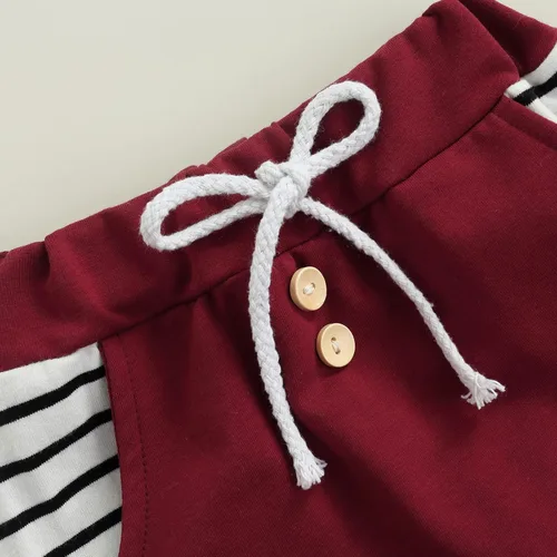 Vista 13 de Conjunto de ropa casual de manga corta con botones y pantalones cortos de lino para bebés y niños pequeños