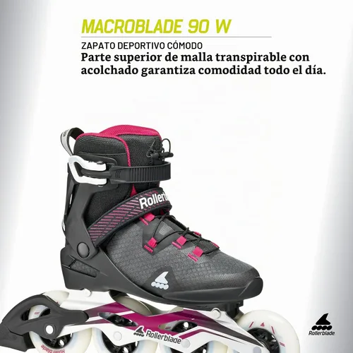 Vista 4 de Rollerblade Macroblade 90 Patín en línea para mujer, color rosa paraíso neutro