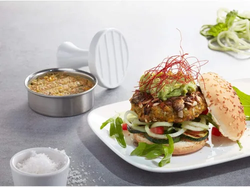 Vista 3 de GEFU Prensa de hamburguesas para fiestas, juego de 2 piezas con diseño de chispa deslizante tamaño hamburguesas