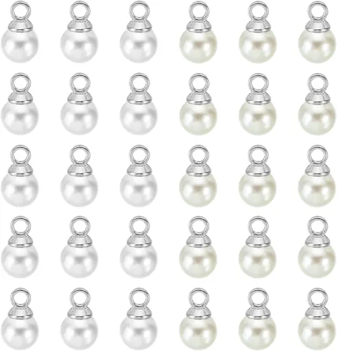 Vista 8 de PATIKIL Abalorio de perlas, 100 cuentas de perlas de imitación de perlas colgantes para bricolaje para hacer joyas, pulseras, aretes, collares Beige