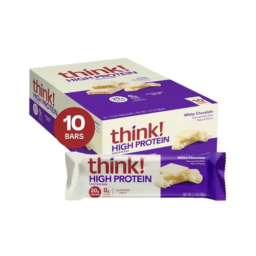 Vista 22 de Think! (thinkThin) Barras ricas en proteína de 20 gramos – Chocolate fundido, 0 gramos de azúcar, sin edulcorantes artificiales, sin gluten, sin