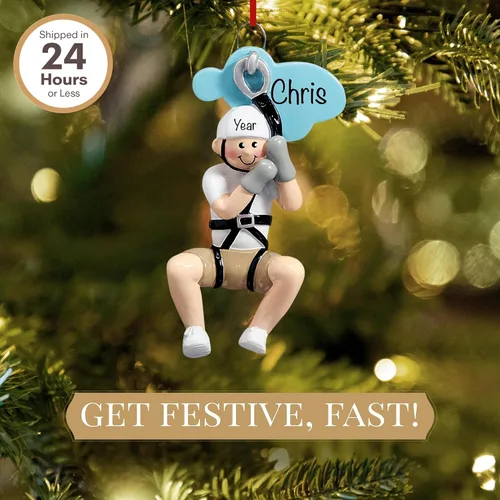 Vista 2 de Adorno personalizado con forro de cremallera para niño 2026 Adornos de Navidad deportivos grabados con láser para árbol Regalo de recuerdo