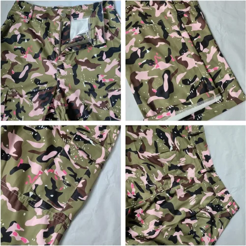 Vista 5 de Pantalones cargo de camuflaje para mujer, cintura alta, holgados, pierna ancha, camuflaje militar, pantalones deportivos ajustados con bolsillo