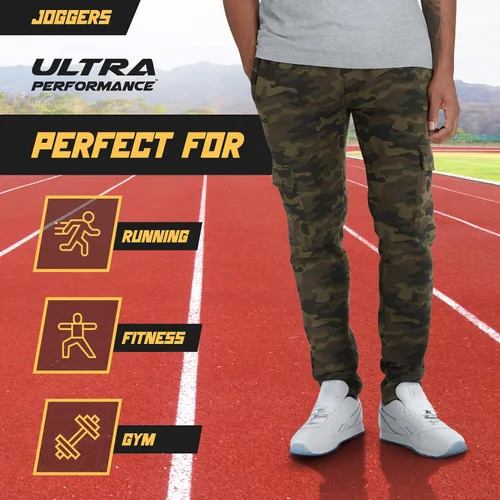 Vista 4 de Ultra Performance 3 Pack Mens Open Bottom Sweatpants with Pockets, Casual Sweatpants for Men