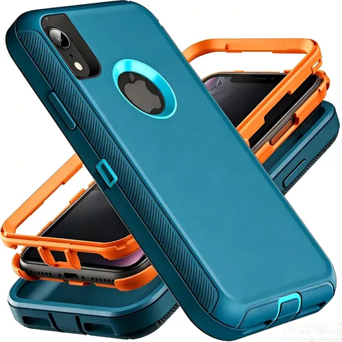 Vista 7 de YmhxcY Funda para iPhone XR, 3 capas de protección de cuerpo completo, a prueba de golpes, a prueba de caídas, resistente con clip para cinturón