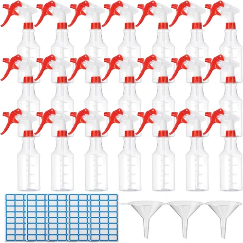 Vista 14 de Eccliy 20 botellas de spray de 16 oz, cilindro transparente, cabezal de Cabezal de pulverización blanco y negro