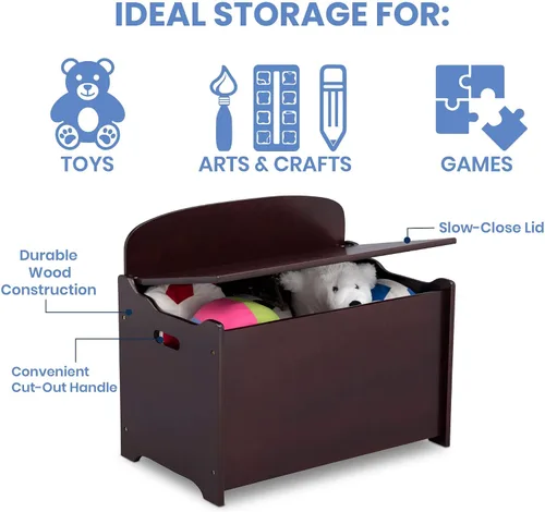 Vista 4 de Delta Children MySize - Escritorio con silla con compartimento de almacenamiento + caja de juguetes MySize Deluxe, chocolate oscuro (paquete)
