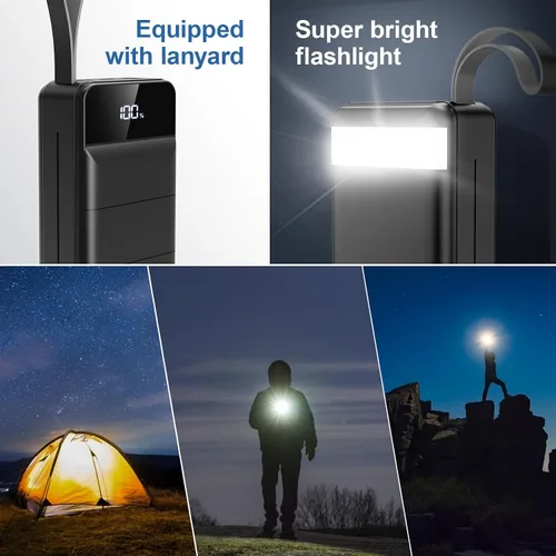Vista 6 de Cargador portátil de 60000 mAh, carga rápida, 22.5 W, PD4.0 y QC 4.0 con cargador de batería USB C, cargador portátil de alta capacidad, cargador