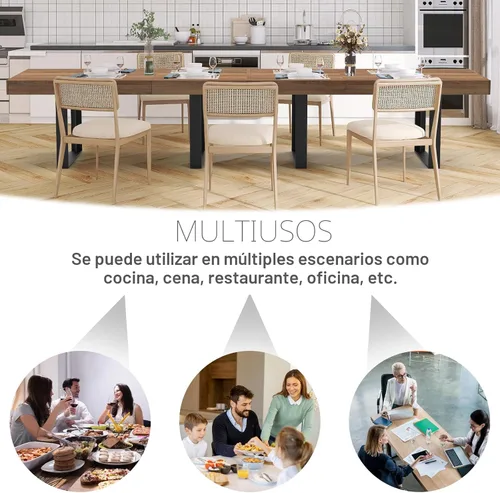 Vista 9 de STHOUYN Mesa de comedor extensible de 63 a 79 pulgadas, moderna mesa de cocina de madera de granja, mesa de comedor larga expandible para 6, 8 y 10