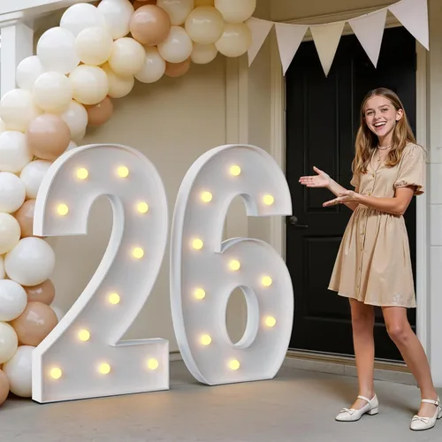 Vista 70 de IMPRSV Letras de mosaico iluminadas de marquesina, 4 pies para globos y fiestas, decoración de kit de arco