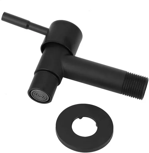 Vista 5 de Fdit Grifo frío de acero inoxidable de 2 pulgadas, color negro, para piscina, grifo de agua, grifo de lavadora, grifo montado en la pared