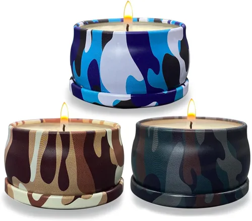 Vista 12 de Paquete de 3 velas decorativas pequeñas perfumadas, aroma fuerte de bergamota y vainilla y bayas negras de San Diego, velas de soja, no tóxicas