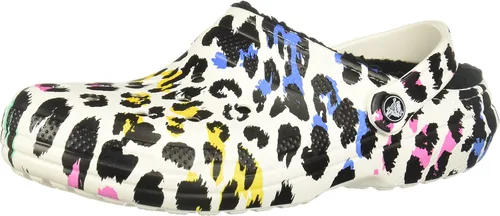 Vista 9 de Crocs Zueco clásico forrado con estampado animal para mujer Pantuflas mullidas
