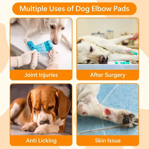 Vista 6 de Protector de codo de perro para callos, coderas de perro ajustable para evitar lamer las articulaciones, transpirable para perros pequeños, medianos
