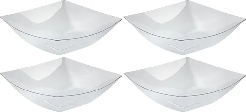 Vista 17 de Restaurantware Moderna - Cuencos de plástico de lujo de 8 onzas, 10 cuencos cuadrados desechables para ensalada, duraderos y resistentes