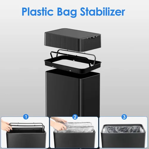 Vista 6 de TLSUNNY Bote de basura automático de 13.2 galones, cubo de basura con sensor de movimiento