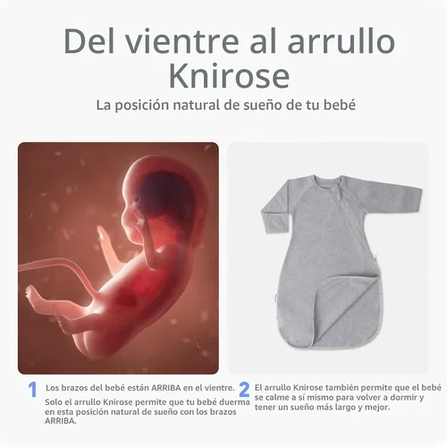 Vista 8 de Saco de Arrullo de Transición de Algodón Suave Premium con Brazos Arriba y Mangas de 0-3 Meses, Puños con Mitones, Cremallera de 2 Vías, Sacos