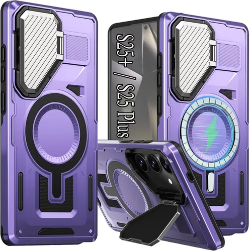 Vista 18 de para Galaxy S24 Plus Funda Magnética, Funda Resistente y Rugosa con Protección contra Caídas [Compatible con Carga Inalámbrica Rápida] Funda